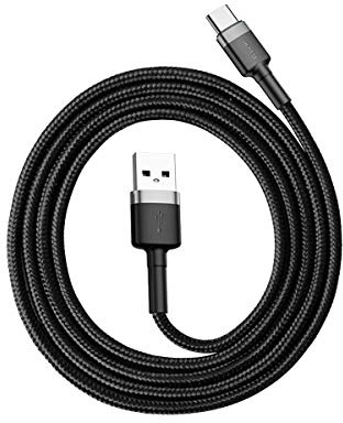 Baseus Cafule Cable - USB to USB-C Connect & Charge Cable 3 A, 1 m (Grey/Black)