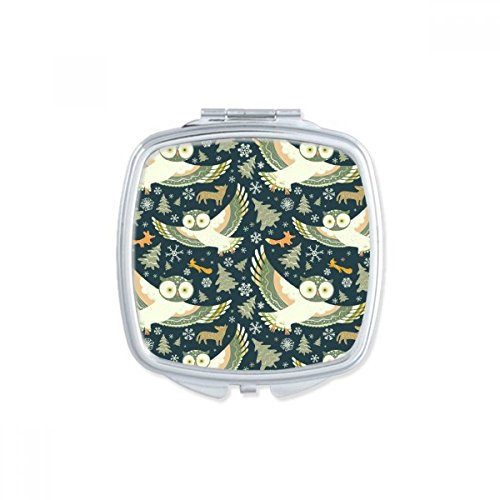 DIYthinker Schöne Vögel Eulen dunkle Blumenmuster Platz Compact Make-up Taschenspiegel Tragbare Nette Kleine Hand Spiegel Geschenk