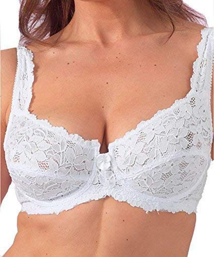 Ladies Underwired Designer Non Padded Bra Lace Bra by Marlon White-38D