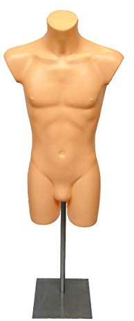 Schaufensterpuppe für Männer, für Kleidung, Bademode und Shopfitting mit Metallständer, Cremefarben/Fleshtone