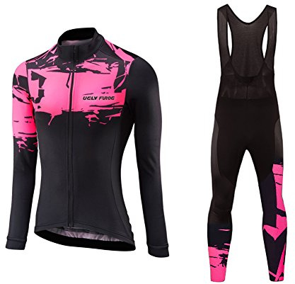 UGLY FROG Pro Winter Damen Fahrradtrikot Set Thermal Trikots + Radhose Sitzpolster Radfahren Winddicht Anti-kalt FSVL01F