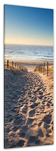 Bilderdepot24 Wandbild - Weg zum Strand 30x90 cm einteilig Hochformat - Leinwandbild Bild auf Leinwand - Landschaftsbild Meer und Sand