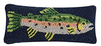 Peking Handicraft 30TG462C05OB Blown Filled Hook Throw Pillow, 12-inch Length, Wool and Cotton (Trout)