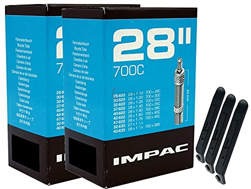 pneugo! Set 2 x Impac Fahrradschlauch 28 Zoll Blitzventil 28-622/47-622 + 3 Reifenheber