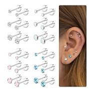 Kakonia 12 Paar 20G Edelstahl CZ Ohrstecker für Damen Herren Knorpel Helix Ohrstecker Set Runde Zirkonia Schraube Flat Back Ohrstecker Piercing