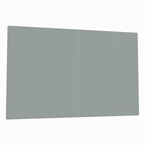 Wallario Herdabdeckplatte/Spritzschutz aus Glas, 2-teilig, 80x52cm, für Ceran- und Induktionsherde, Grau