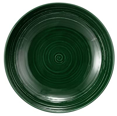 Seltmann Weiden Terra Suppenteller, 21 cm, Tiefer Essteller mit spiralförmigem Relief, Spülmaschinen- und mikrowellenfest, Porzellan, Moosgrün | ück)