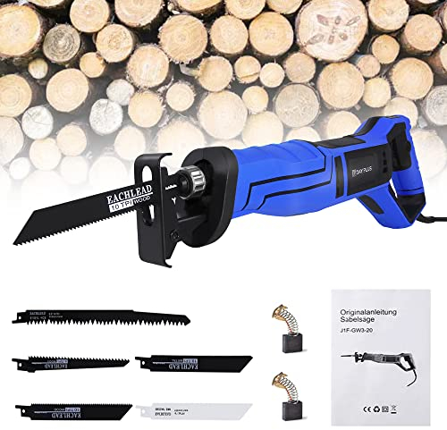 Universalsäge 900W Elektrische Reciprosäge Professional Säbelsäge, 28mm Hubhöhe, Werkzeugloser Sägeblattwechsel, Großer Softgripbereich, inkl. 5 Sägeblatt für Holz/Metall/Kunststof