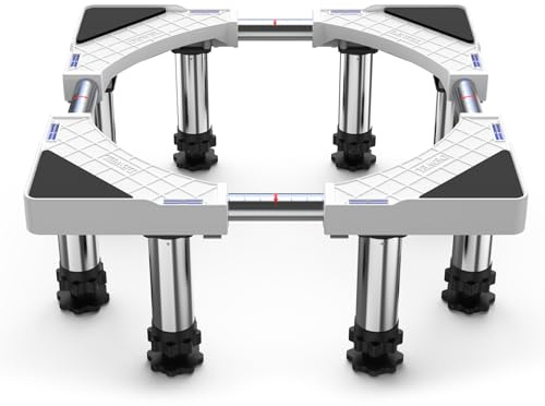 DEWEL Adjustable Washing Machine Base with 8 Stands, Multifunction Movable Wash Machine Stand Base for Refrigerator Dryer and Freezer, Load Capacity 450kg (L/W 43-57cm, H 18-20cm)