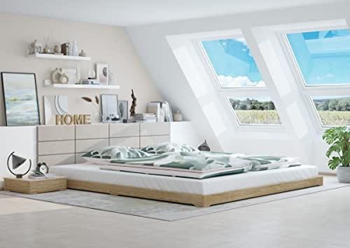 Erst-Holz®Futonbett 160x200 platzsparend extra niedriges Loftbett Esche lackiert V-60.47E-16Rollrost und Matratze inkl.