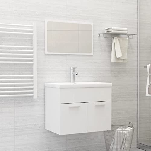 APCSA Möbelset für Badezimmer, Holzmöbel, Weiß, 2-teilig
