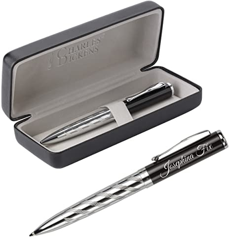 Charles Dickens Metall Kugelschreiber Nolan mit Gravur - Eleganter Drehfunktion Schwarze Mine - Geschenk zum Geburtstag mit Geschenk-Etui