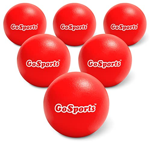 GoSports Soft Skin Foam Playground Dodgeballs - 6 Pack Set for Kids - Includes Mesh Carry Bag