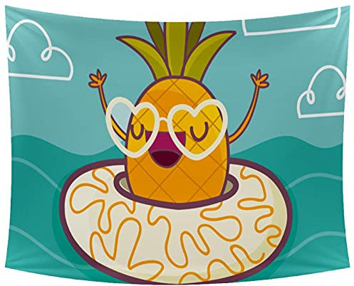 Lustiger Ananas-Komosus mit Rettungsring, personalisierbarer Wandteppich, Wandbehang für Schlafzimmer, Heimdekoration
