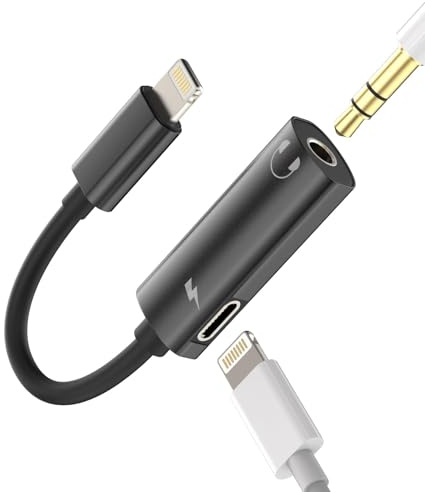 Adaptador Lightning a 3,5 mm Auriculares Jack(2 en 1)Accesorios Iphone Certificado Apple MFI Cargador Auriculares Enchufe Cable para 14 13 12 11 Pro Max 7 8 Plus X Se XS XR Ipad Air Car Auxiliar