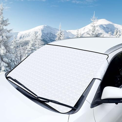 Hejo Copri Parabrezza Auto Inverno, Copertura Parabrezza Auto, Protezione Parabrezza Auto, Parasole per Parabrezza Auto per Anti Neve, Ghiaccio, UV, Pioggia, Sole, Foglie, Polvere
