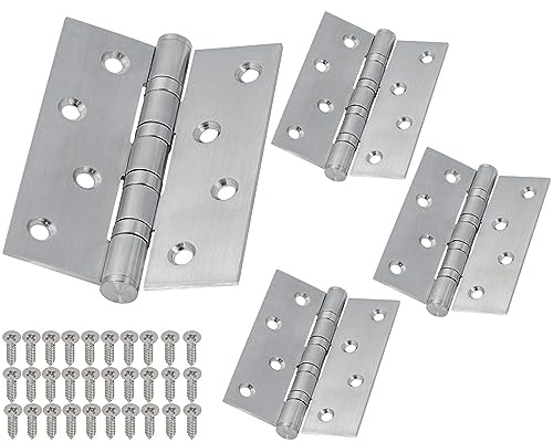 Neuhall 2 Paar Scharniere klappbar 100mm (4 Stück) Edelstahl V2A für Türen Holztür Schranktür Tisch Türscharniere Innen & Außen Klavierband Möbelscharniere inkl. Schrauben