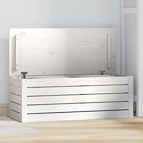 ZEYUAN Truhe Weiß 89x36,5x33 cm Massivholz Kiefer Sitzbank Mit Stauraum, Wäschetruhe, Spielzeugkiste, Aufbewahrungstruhe, Aufbewahrung, Jugendzimmer Möbel, Truhenbank Mit Stauraum - 823620