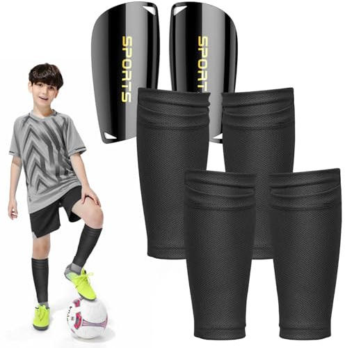 1 Par Espinilleras Fútbol Niño Con 2 Pares Calcetines, Cobertura Antideslizante, Diseño Ergonómico, Mini Espinilleras Pequeñas Para Total Protección