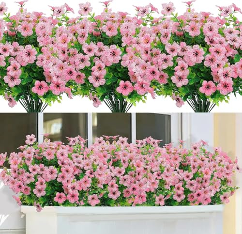 SOMYTING Fiori artificiali di azalea per esterni, resistenti ai raggi UV, fiori finti in seta, piante in finta plastica, piante da giardino, portico, finestra, vaso, decorazioni per la casa