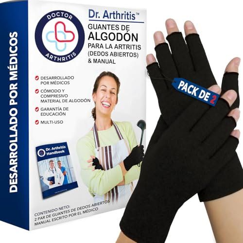 Guanti per Artrosi alle Mani Ideati da Medici – Tutore Tunnel Carpale per Intorpidimento, Gonfiore e Infiammazioni – Polsiera Ortopedica a Compressione, Senza Dita e in Cotone (2 Paia, Taglia M)