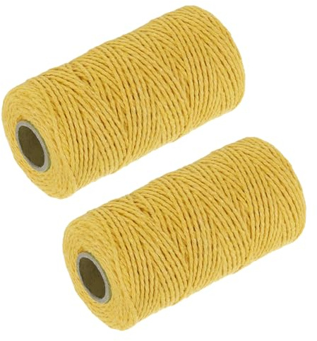 QUARKZMAN 2 Stück Baumwollseil Geflochtenes Seil Gelb 100M/109 Yard