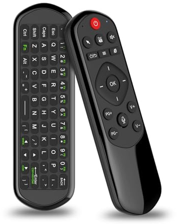 iPazzPort Clavier Universel TV Air Mouse Bluetooth et 2,4 G, entrée vocale pour Smart TV/Android Box/PC/HTPC, télécommande QWERTY (Apprentissage Infrarouge)