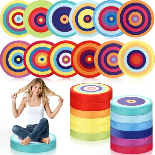 GlikCeil 12 Pcs Round Floor Cushions for Kids Flexible Seating for Classroom Elementary Floor Pillows 15.35'' Circle Seat Cushions Group Activity Marker Kindergarten Playroom (Rainbow)