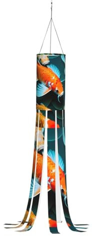 HD Japanischer Koi-Fisch-Druck, festlicher Windsack – Halloween-Geister-Dekoration, Outdoor, Herbst-Windsäcke, Geist Halloween
