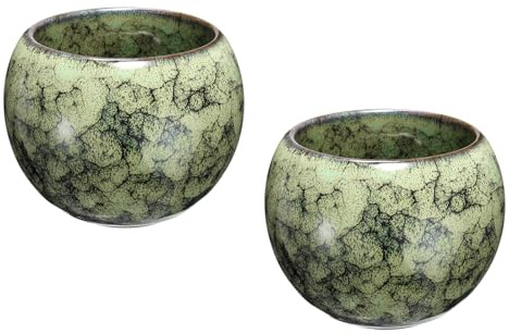sourcing map 2pcs Chinese Japanese Ceramic Teacups 5.07 oz Handmade Gong Fu Tea Set Ceramic Glaze-Changed No Handle Small Tea Cup for Mate Tea Coffee Wine Drinks Home and Gifts, Yellow