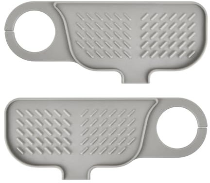 volumoon Alfombrilla Silicona Grifo,Protector Salpicaduras de Fregadero,Tapete Grifo de Cocina, Almohadilla de Secado de Agua para Cocina, Protector contra Salpicaduras para Encimeras-Gris