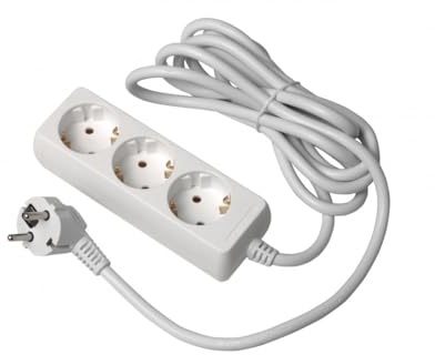 GTV Haushalts-Verlängerungskabel, Steckdosenleiste mit 3 Schuko-Steckdosen, 3m Länge, max. Belastung 3500 W, Euro-Stecker, langlebig und sicher