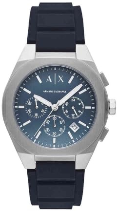 Armani Exchange Watch For Men, Quartz Chronograph Movement and 42mm Case Size with Silicone strap