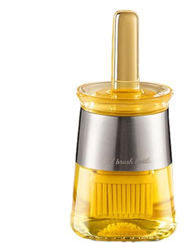 Gvblkq Silikonbürste Ölflasche, Metall Glas Kochen, leicht zu reinigen & Nachfüllen, Ölspender, Essig & Soße, Grillverkäufer, Küchenhelfer, 1 Set, 7,8 x 7,8 x 16,4 cm