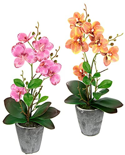 Artificial flowers Künstliche Blüten Schmetterlingsorchidee mit Blättern und Luftwurzeln in Keramik -Topf Künstliche Blume Künstliche Orchidee Phalaenopsis mit Pflanzer Künstliche Pflanzenhochzeit