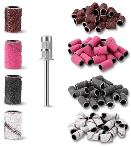 100 Punte Fresa Unghie, Punte per Fresa Unghie, 80/120/180/240 Grani, Ricambi Fresa per Unghie, Levigatura Bande, Bande Abrasive, con 1 Punta Fresa Unghie, per Saloni e Casa​