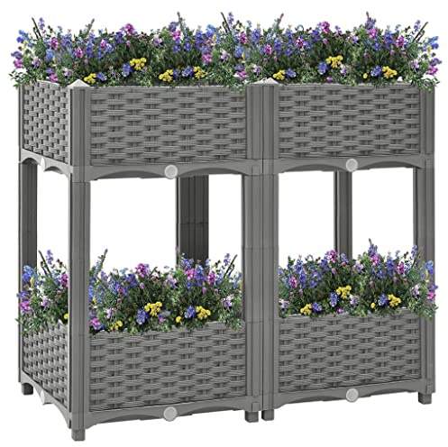 Bancal alto de 80 x 40 x 71 cm de polipropileno, duradero, para verduras y hierbas, ideal para pequeños jardines y balcones