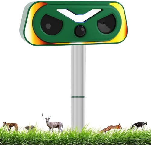 Repellente solare per gatti, a ultrasuoni, 2 modalità, alimentato a energia solare e USB, impermeabile, con sensore di movimento, per giardino, cortile, cani, gatti, uccelli, ratti, volpi, scoiattoli