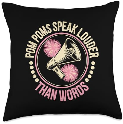 Pom Poms Speak Louder Than Words Funny Cheerleader Throw Pillow