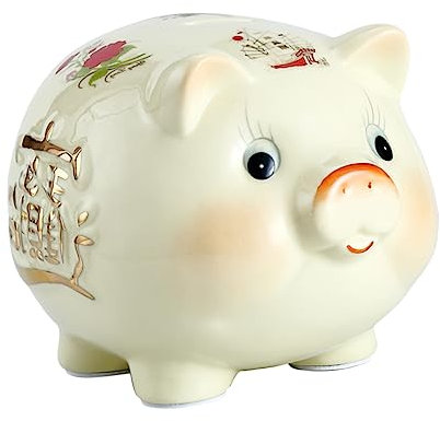 HONITANO Salvadanaio Divertente Per Studenti in Ceramica Design Forma Di Maiale Barattolo Per Monete Per Ingresso e Cameretta Aiuta Sviluppare Buone Abitudini Di Risparmio