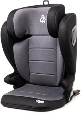 Aya TravelFold i-Size Booster Car Seat | Group 2/3 (100-150cm) | Compact, Foldable & Lightweight Travel Car Seat for Kids (Stone Grey)
