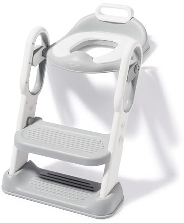 FORMULA BABY Réducteur de toilette bébé | marchepied | patins anti-dérapants | dès 18 mois | pliable | poignée de transport | réglable 2 hauteurs | gris et blanc