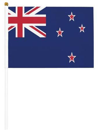Petits drapeaux de la Nouvelle-Zélande sur bâtons – Durable 14 x 21 cm Mini drapeaux pour cour, jardin et décoration extérieure, lot de 6 et 12