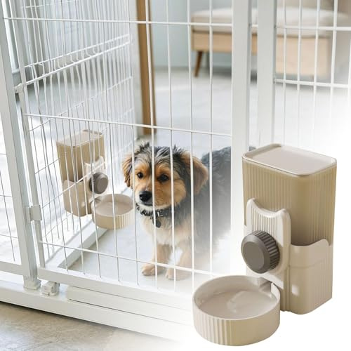 Automatic Pet Water Dispenser 1L Hanging Bottle for Dogs Cats Small Animals Self Replenishing Siphon Cage Mounted Waterer Container (Grey, 12x20x21cm)