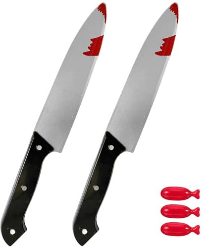 ZYEKIU 2 Pezzi Stile Scream Coltello Halloween Finto, Halloween Coltello in Plastica,Realistico Fake Knife con Sangue, per Carnevale e Feste Durevole e Sicuro per Bambini