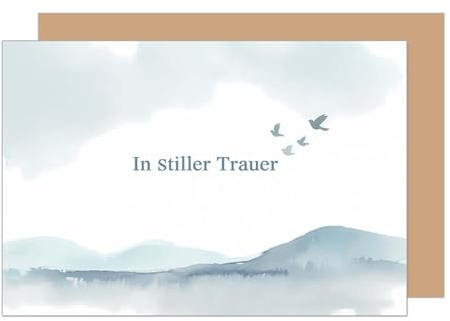 Edition Seidel Premium Trauerkarte mit Umschlag. Beileidskarte Trauer Karte In tiefem Mitgefühl Anteilnahme Beileid Vögel (T1205 SW025)