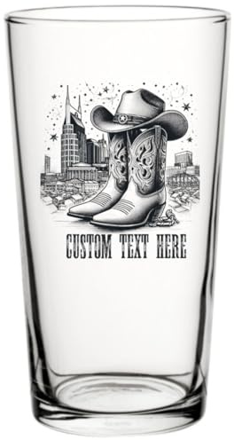 Personalised Country Music Beer Pint Glass – Ink Printed, Dishwasher Safe, Custom Text