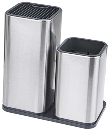 STOBAZA Seau De Rangement Pour Couteaux Et Ustensiles Cuisine Petit Format Acier Inoxydable Drainant Perméable à L'air Antidérapant Usage Domestique