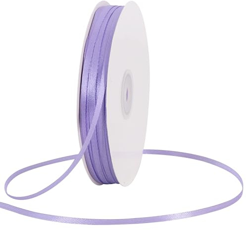 TONIFUL 0,3 cm x 182,9 m leichtes lila dünnes solides Satinband, riesige Spule, doppelseitige Bänder für Basteln, hängende Etiketten, Einladungskarten, Luftballons, Blumensträuße, Haarband