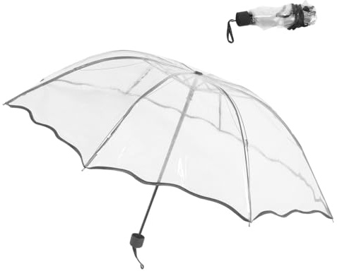 DIKACA Parapluie Transparent Pliant Compact Résistant Toutes Saisons Portable pour Homme et Femme Voyage